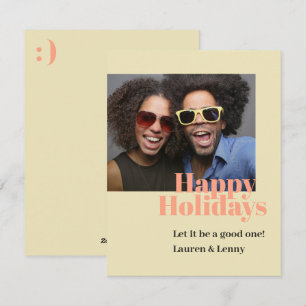 Moderne Trendy Fette Lachs Schrift Foto Glücklich Feiertagskarte
