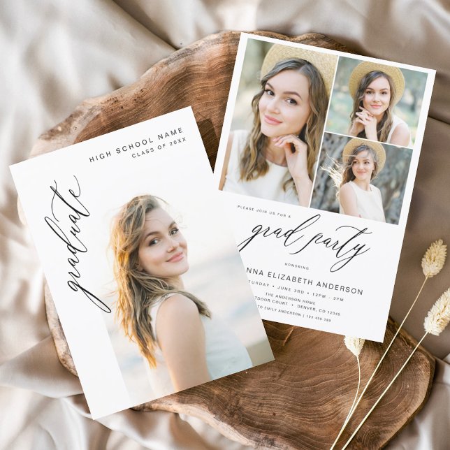Moderne Trendy Foto Graduation Party Einladung (Von Creator hochgeladen)