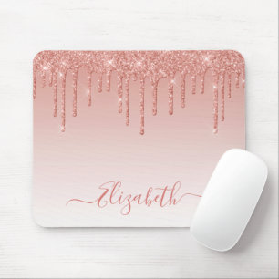 Moderne Trendy Glitzer Rose Gold Stilvolle Schrift Mousepad