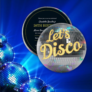Moderne Trendy Let's Disco Ball Geburtstagsparty Einladung