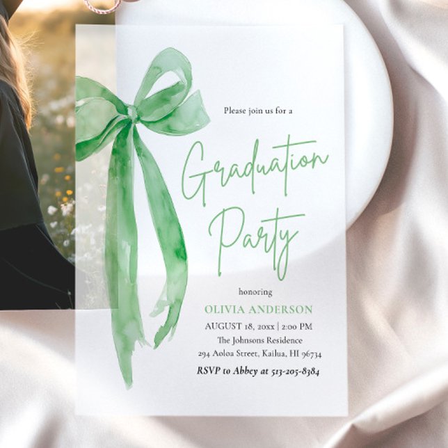 Moderne Trendy Lime Green Bow Graduation Party (Von Creator hochgeladen)