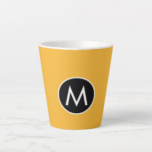 Moderne trendy Mustard Yellow Black Monogram Milchtasse