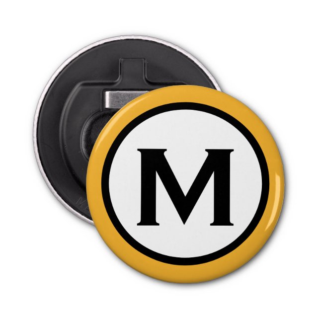 Moderne trendy Mustard Yellow Monogram Flaschenöffner (Vorderseite)