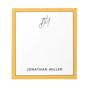 Moderne trendy Mustard Yellow Monogram Notizblock