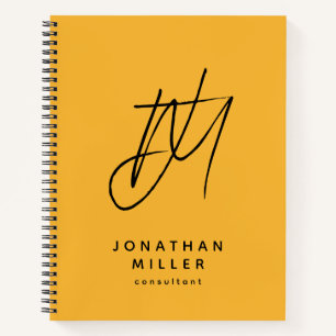 Moderne trendy Mustard Yellow Monogram Notizbuch