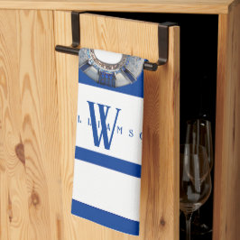 Moderne trendy nautical Blue und White Mit Monogra Geschirrtuch