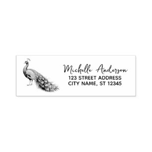 Moderne trendy Peacock-Rücksendeadresse Permastempel