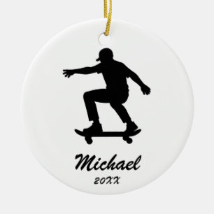 Moderne Trendy Personalisierte Skateboarder Keramik Ornament