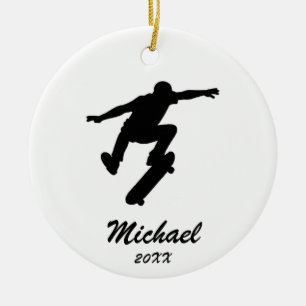 Moderne Trendy Personalisierte Skateboarder Keramik Ornament