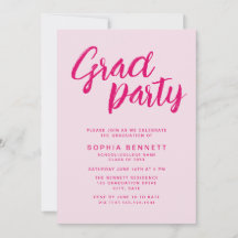 Moderne Trendy Pink Brush Script Graduation Party