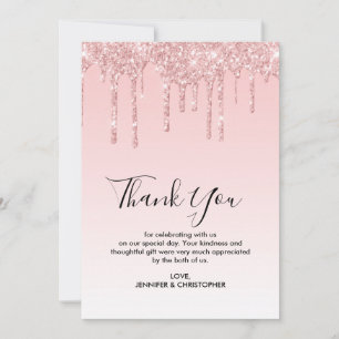 Moderne trendy Pink Imitate Glitzer Wedding Dankeskarte