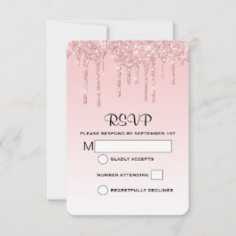 Moderne trendy Pink Imitate Glitzer Wedding RSVP Karte