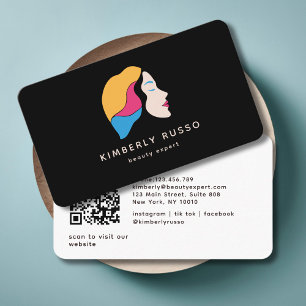 Moderne, trendy, QR-Code, Salon, Frauen-Logo-Gesch Visitenkarte