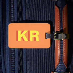 Moderne Trendy Schatten Monogramm Orange Personali Gepäckanhänger