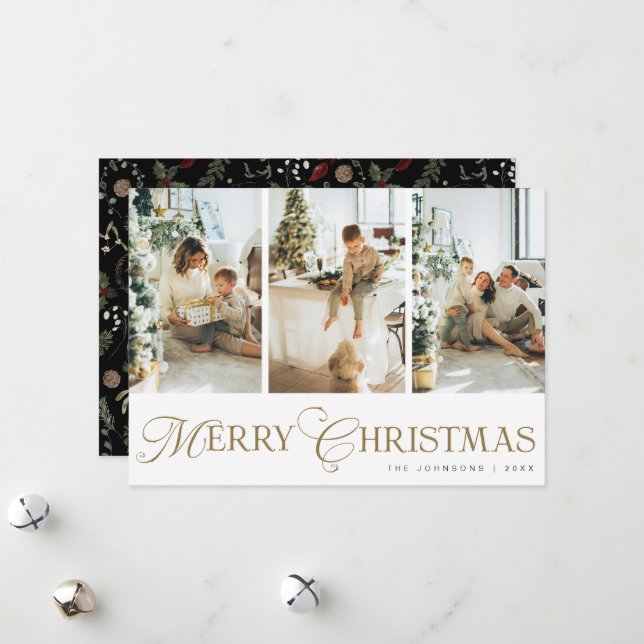 Moderne Trendy-Script-Foto-Collage Weihnachten (Vorderseite/Rückseite Beispiel)