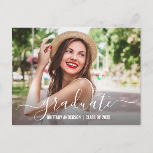 Moderne Trendy Script Foto Graduation Party Einladungspostkarte