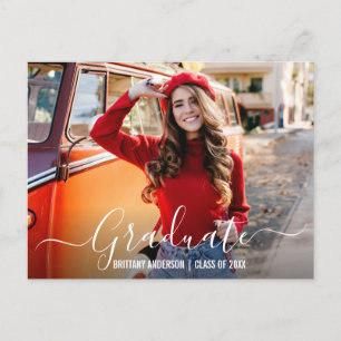 Moderne Trendy Script Foto Graduation Party Einladungspostkarte