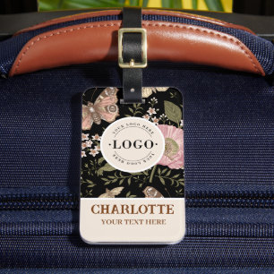 Moderne Trendy-Wildblumen-Botanik-Blumen-Monogramm Gepäckanhänger