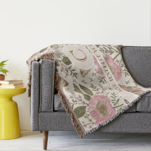 Moderne Trendy-Wildblumen-Botanik-Floral-Monogramm Decke