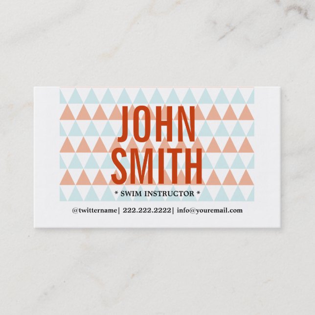 Moderne Triangle Swim Instructor Business Card Visitenkarte (Vorderseite)