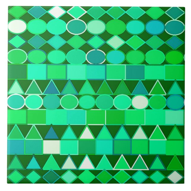 Moderne Tribal Geometric, Emerald Green und Aqua Fliese (Vorderseite)