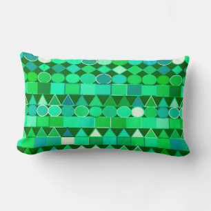 Moderne Tribal Geometric, Emerald Green und Aqua Lendenkissen