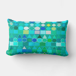Moderne Tribal Geometric, Sea Glass Aqua und Blue Lendenkissen