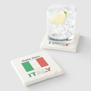 Moderne Trikolore-Name-Hier-Italienische-Flagge  Steinuntersetzer