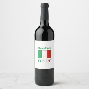 Moderne Trikolore-Name-Hier-Italienische-Flagge  Weinetikett
