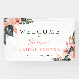 Moderne Tropen Koralle Rosa Flora Banner