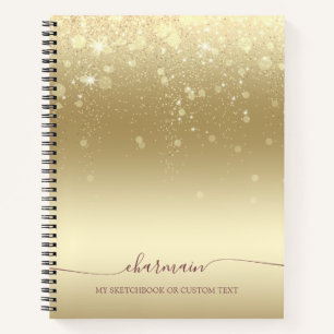 Moderne Tropfen Gold Glitzer Sketch Notizbuch