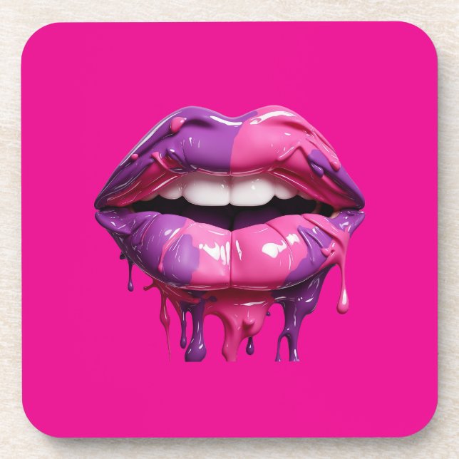 Moderne Tropfen Kunst - Bold Pink & Lila Getränkeuntersetzer (Vorderseite)
