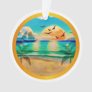 Moderne Tropical Beach Palm Bäume Sonnenuntergang Ornament
