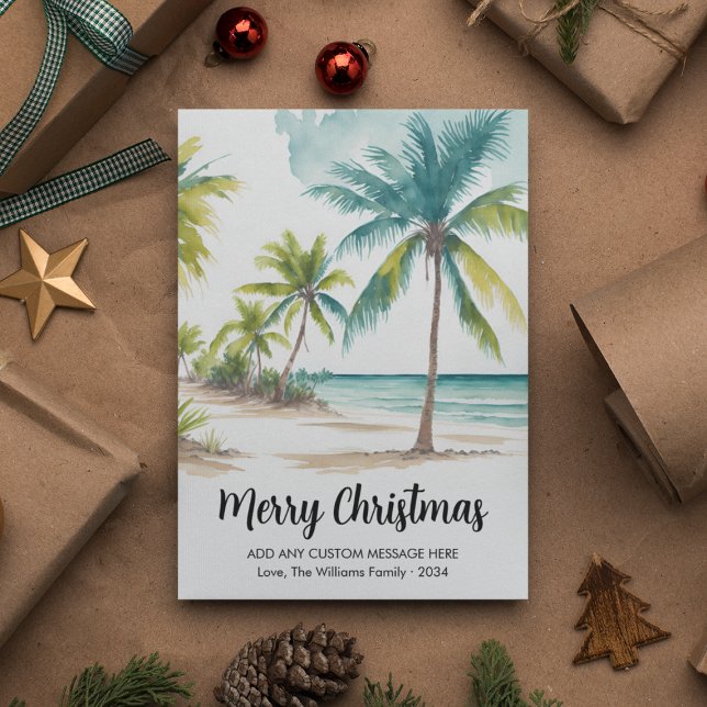 Moderne Tropical Beach Palm Trees Weihnachten (Modern Tropical Beach Palm Trees Christmas Holiday Card
)