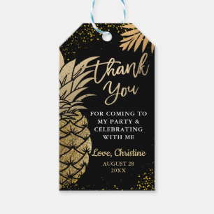 Moderne Tropical Black Gold Ananas Vielen Dank Geschenkanhänger