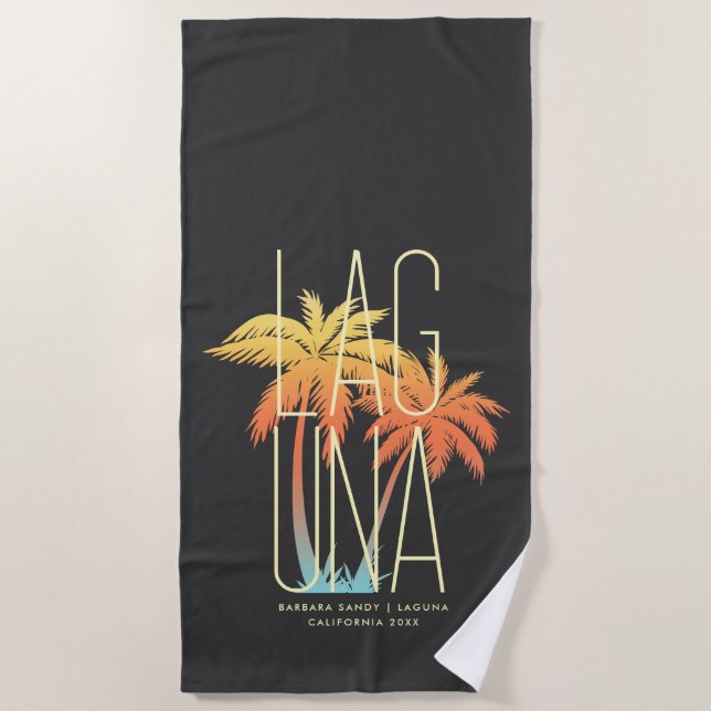Moderne Tropical Palm Tree Sommerurlaub am Strand Strandtuch (Vorderseite)