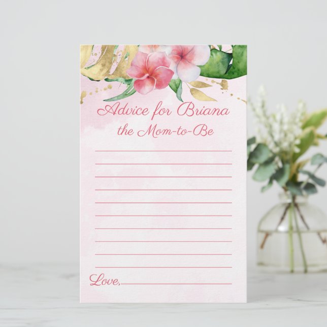 Moderne Tropical Summer Baby Shower Games Advisor (Stehend Vorderseite)