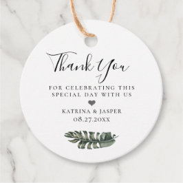 Moderne Tropics Island Blätter Hochzeiten Geschenkanhänger