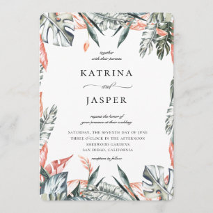 Moderne Tropics Palm Leaf Rahmen Hochzeit Einladung