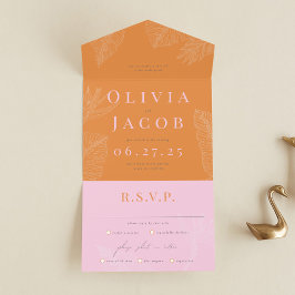 Moderne tropische All-in-One-Hochzeitseinladung All In One Einladung