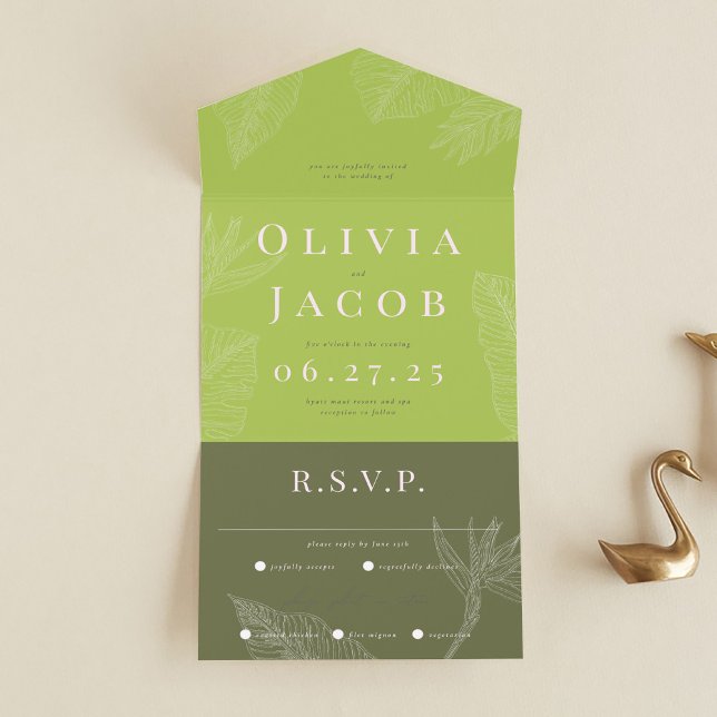 Moderne tropische All-in-One-Hochzeitseinladung All In One Einladung (Von Creator hochgeladen)