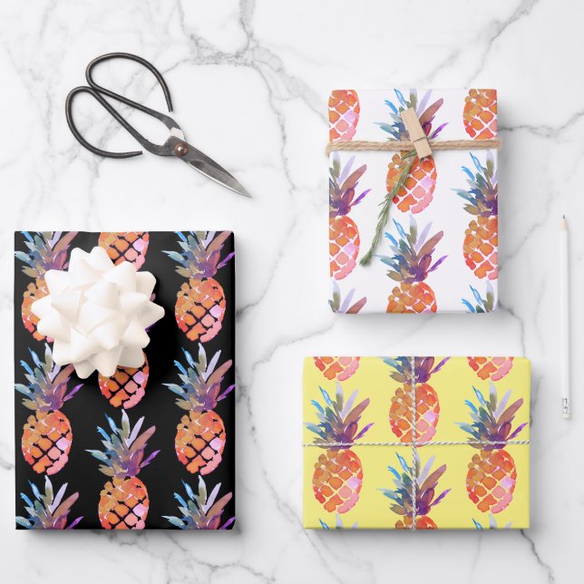 Moderne tropische Ananas Geschenkpapier Set (Vorderseite)