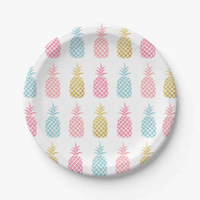 Moderne Tropische Ananas Party Paper Teller (Vorderseite)