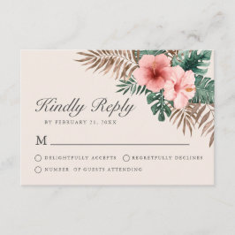 Moderne tropische Aquarellblume-RSVP-Karte Hinweiskarte