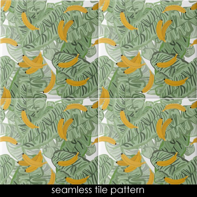 Moderne tropische Bananengärten, nahtloses Muster Fliese (Modern Tropical Banana Greenery Seamless Pattern Ceramic Tile)