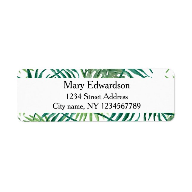 Moderne tropische Blätter in Aquarellen Rücksendea (Vorne)