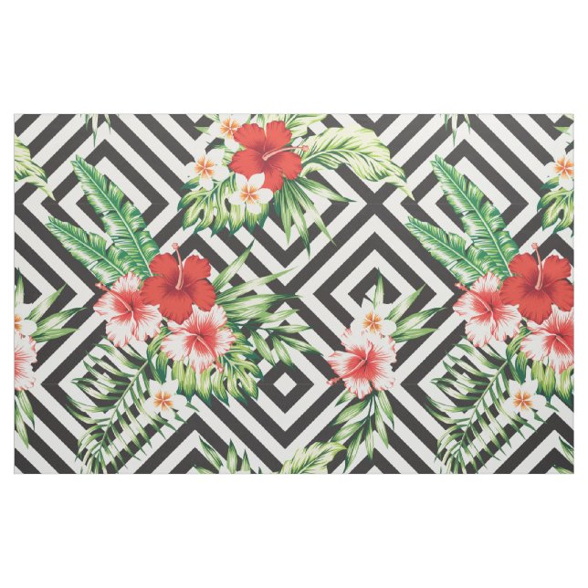 Moderne tropische Blume mit geometrischem Muster Stoff (Fat Quarter (45,7 x 55,9 cm))