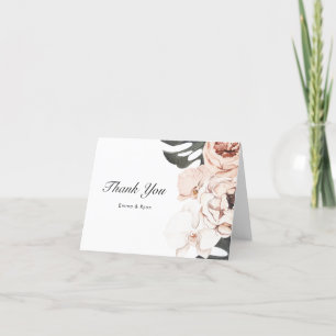 Moderne tropische Blume und Monstera Dankeskarte