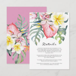 Moderne tropische Blumen-Hochzeit auf Hawaii Begleitkarte