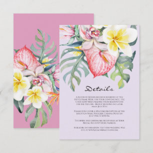 Moderne tropische Blumen-Hochzeit auf Hawaii Begleitkarte
